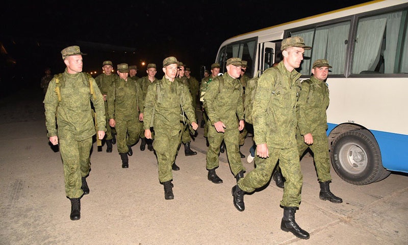 The Russian Army contingent arrives in Pakistan. — Photo courtesy of Maj Gen Asif Ghafoor Twitter