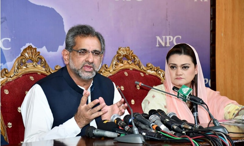 PML-N leader Shahid Khaqan Abbasi defending decisions taken by the PML-N government. —Photo provided by author