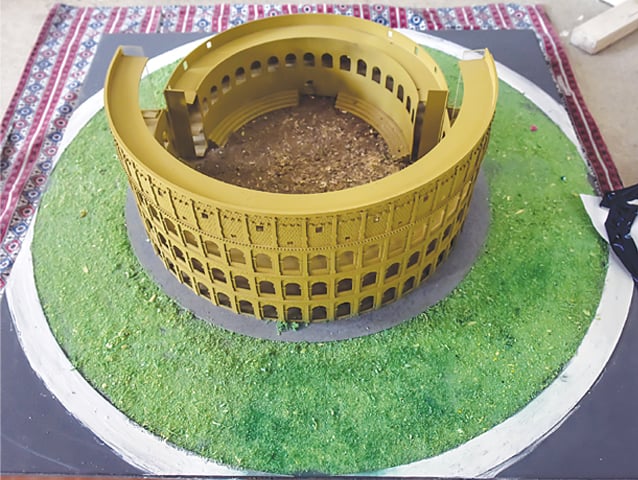 MODEL of the Colosseum displayed at Karachi University.&mdash;White Star