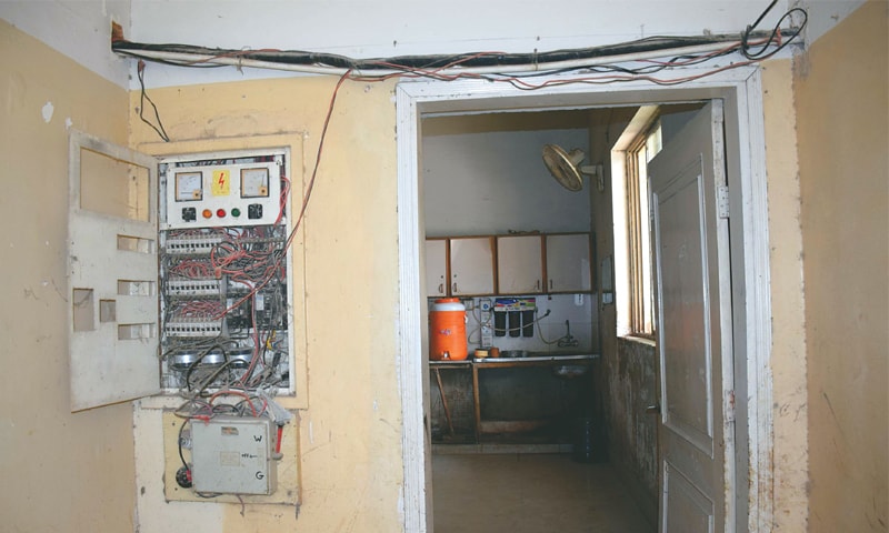 Old wiring and a dirty kitchen falling apart