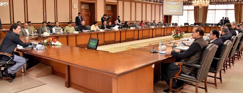 ISLAMABAD: Prime Minister Imran Khan chairs a meeting of the National Task Force on polio eradication on Friday.—INP