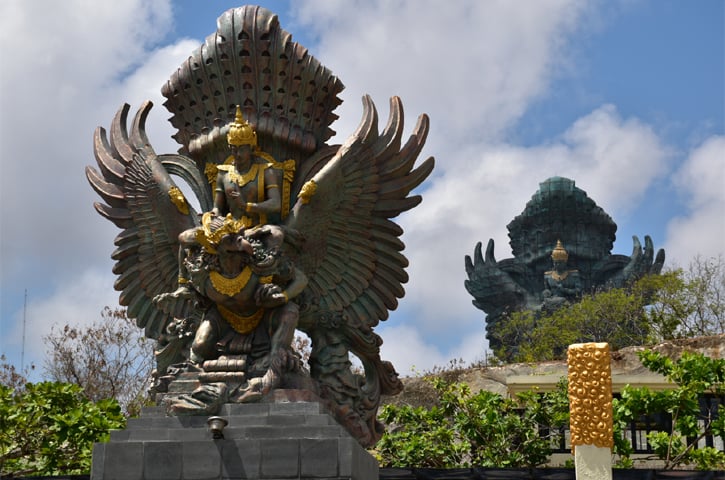 The 120-metre-high statue of the Hindu god Vishnu astride the mythical bird Garuda