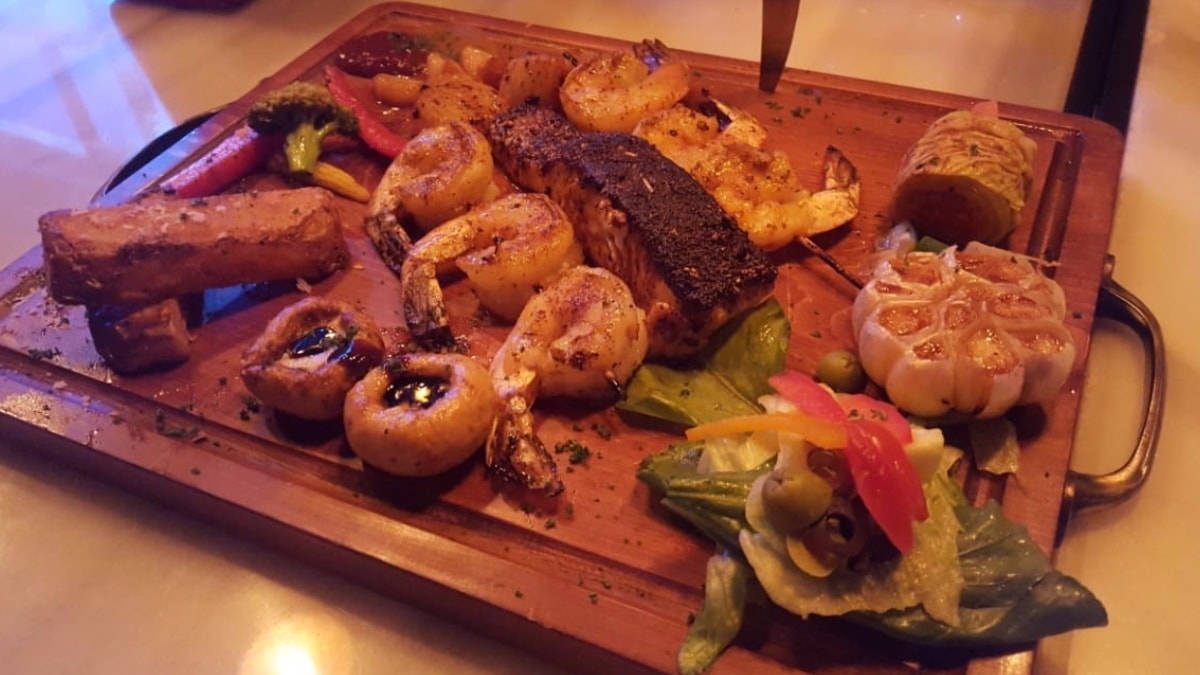 The salmon fillet was the star of the seafood platter