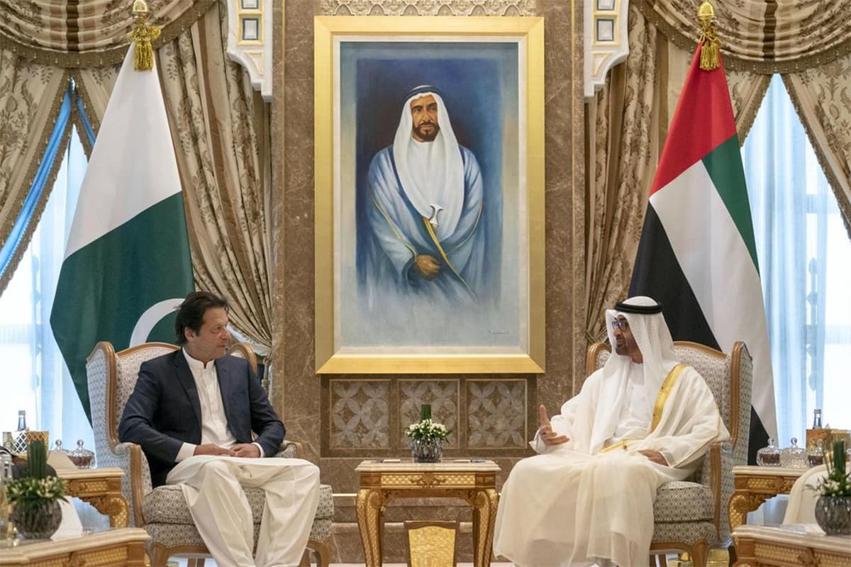 Prime Minister Imran Khan meets Crown Prince of Abu Dhabi and Deputy Supreme Commander of the Armed Forces Sheikh Mohamed bin Zayed, at the Presidential Palace in Abu Dhabi. — Photo courtesy UAE  Ministry of Presidential Affairs