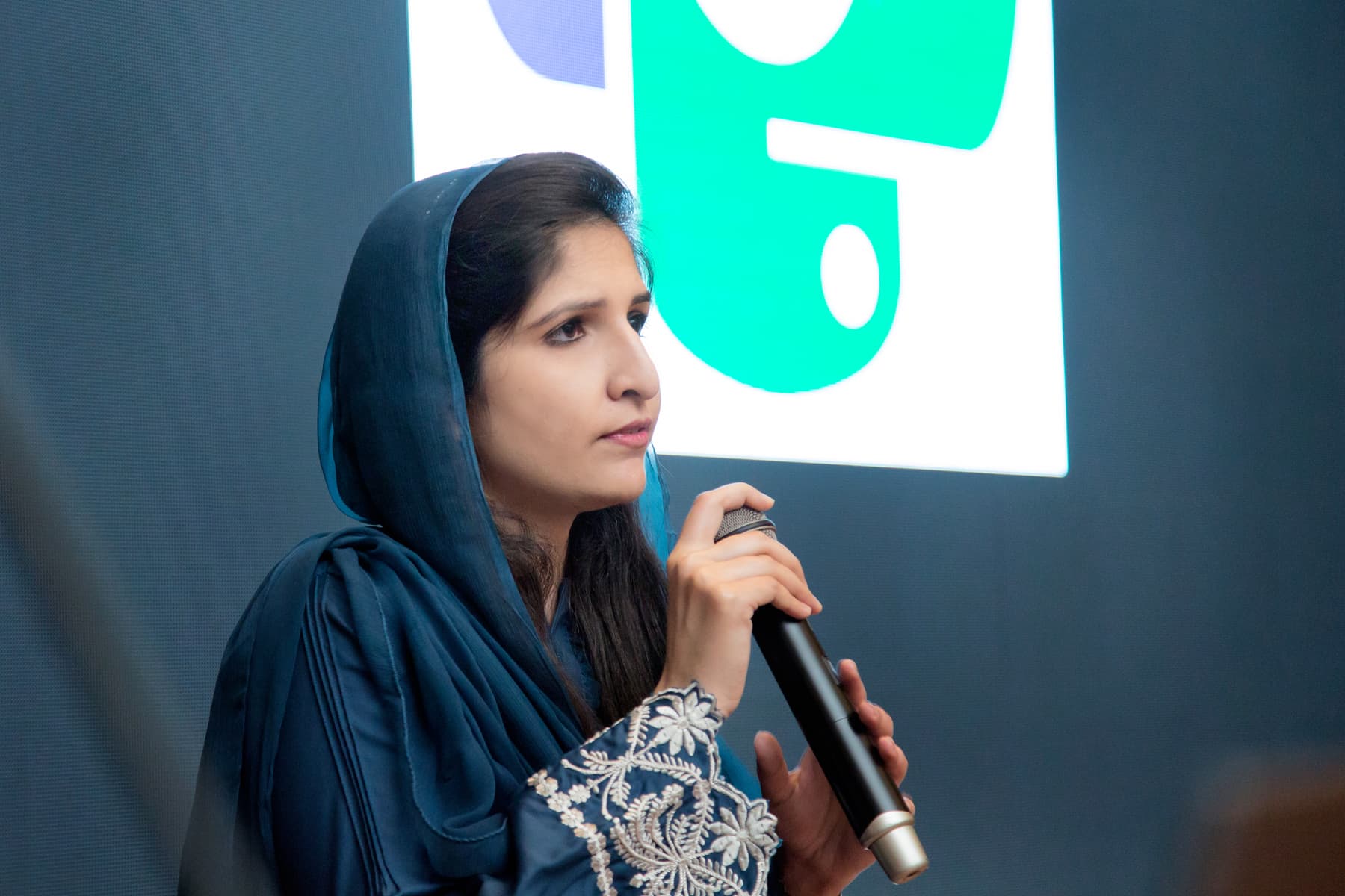 Ayesha Mehmood, member PyCon Pakistan Organising team, opening the first day of conference