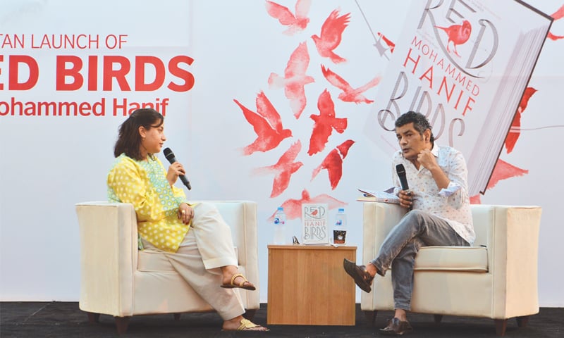 The author being interviewed by Sanam Maher at the book launch.—Faysal Mujeeb / White Star