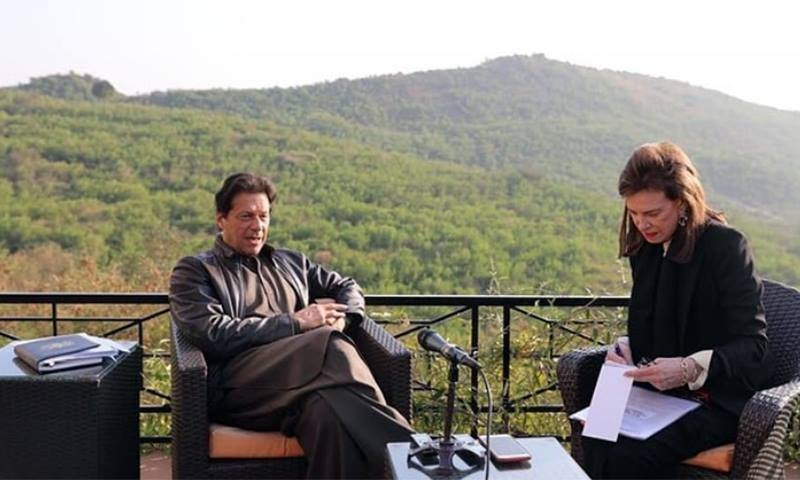 Prime Minister Imran Khan is interviewed by Washington Post journalist Lally Weymouth (R). — PTI official