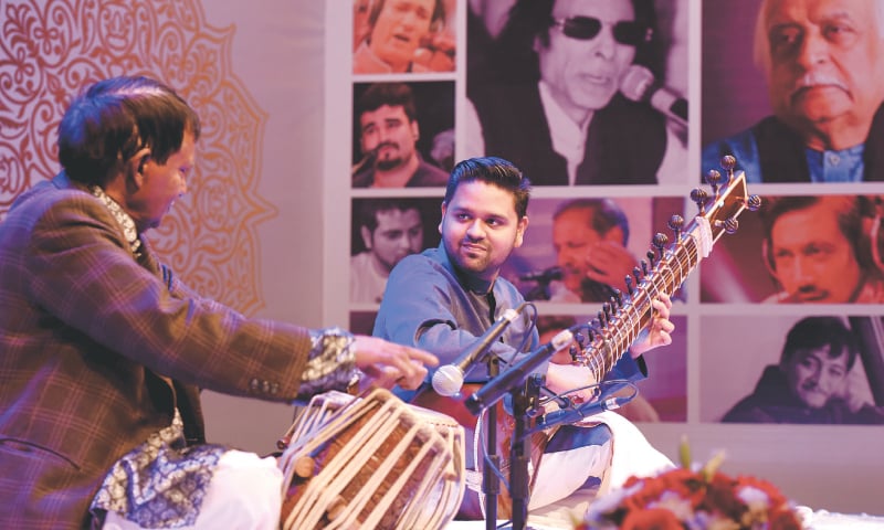 SITARIST Turab Ali performs at the Tehzeeb Festival on Sunday night.&mdash;Tahir Jamal/White Star