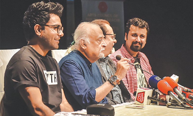 Anwar Maqsood speaks at the press conference on Thursday.&mdash;Fahim Siddiqi / White Star