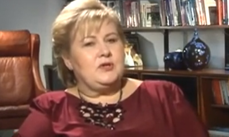 Norwegian Prime Minister Erna Solberg during an exclusive interview with India's NDTV. ─ NDTV screengrab