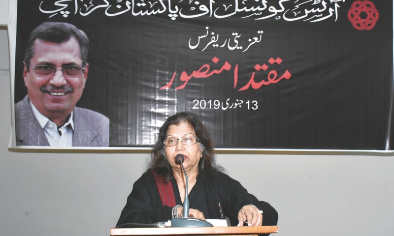 Zaheda Hina speaks at the event.&mdash;White Star