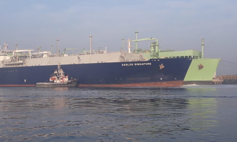 The photos of LNG ships berthed on Saturday were tweeted by Maritime Minister Ali Haider Zaidi.