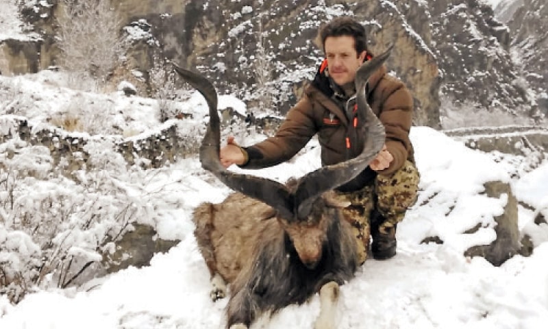 Dianda Christopher Anthony with the hunted Astore Markhor in Gilgit. — Dawn Dianda Christopher Anthony with the hunted Astore Markhor in Gilgit. — Dawn