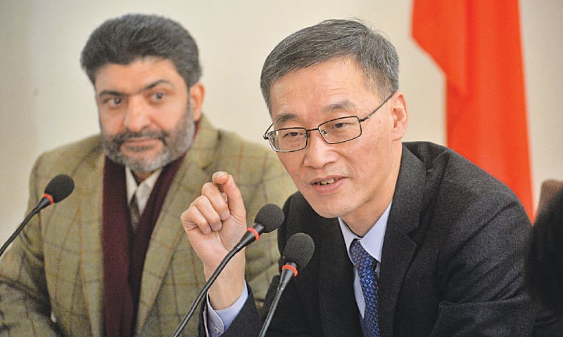 AMBASSADOR Yao Jing speaking at the conference. — Shahbaz Butt