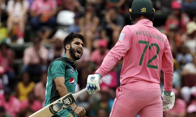 Usman Shinwari celebrates after taking a wicket. &mdash; AP