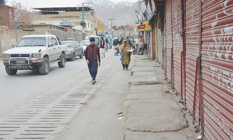 QUETTA: Shops at a market in the city closed on Monday in response to a call by various political and religious parties to protest the killing of Prof Arman Loni. Authorities in Balochistan have pledged to bring those found involved in the incident to justice.—Online