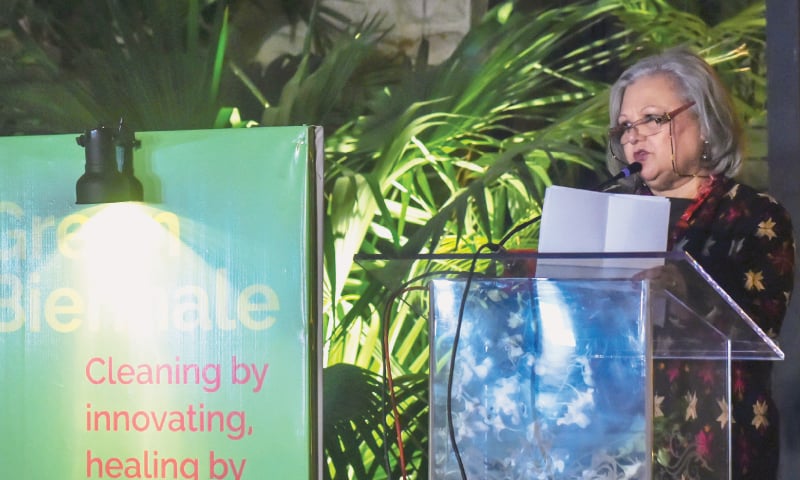 Niilofur Farrukh speaks at the event on Saturday.&mdash;White Star