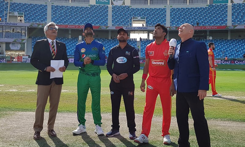 Multan Sultans have won the toss and decided to bowl first against Islamabad United. — Photo courtesy Pakistan Super League Twitter