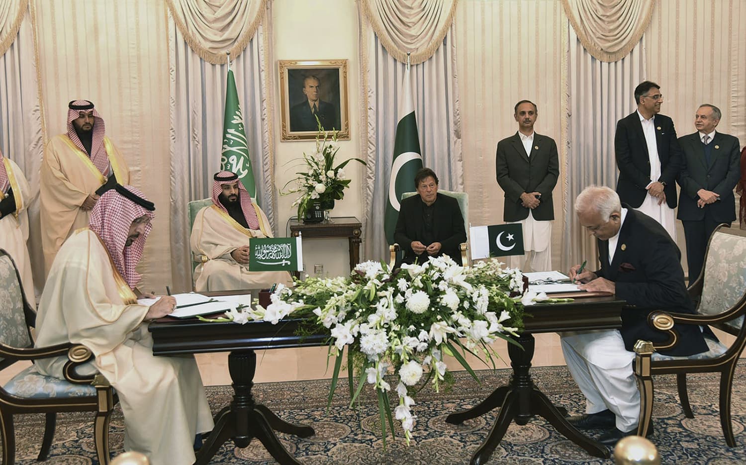 At a ceremony in the PM House, Pakistan and Saudi officials signed MoUs for bilateral cooperation in a number of areas — a process overseen by Prime Minister Khan and MBS. — AP