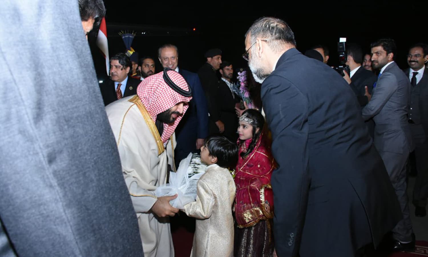 Saudi Arabia's Crown Prince Mohammed bin Salman arrives at Nur Khan Airbase. — Photo courtesy PTI Official Twitter