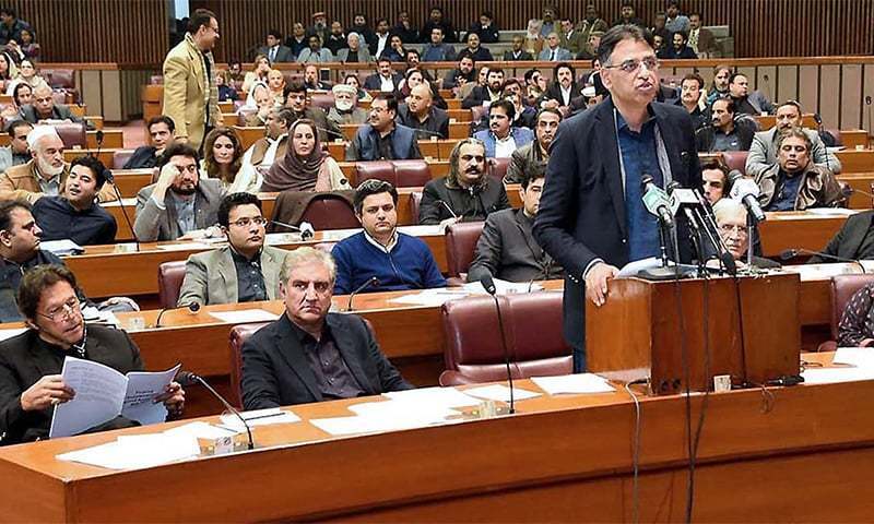 Finance Minister Asad Umar presents mini budget in Parliament on Jan 23. — File