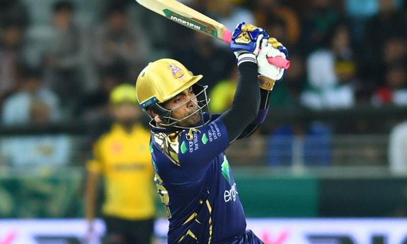 Umar Akmal eyeing a shot played by him during a match against Peshawar Zalmi on Feb 15. — Photo courtesy PSL Twitter