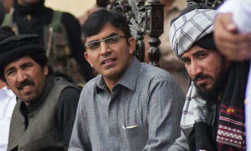 PTM leader Mohsin Dawar (center). — Photo courtesy Dawar's Twitter profile PTM leader Mohsin Dawar (center). — Photo courtesy Dawar's Twitter profile