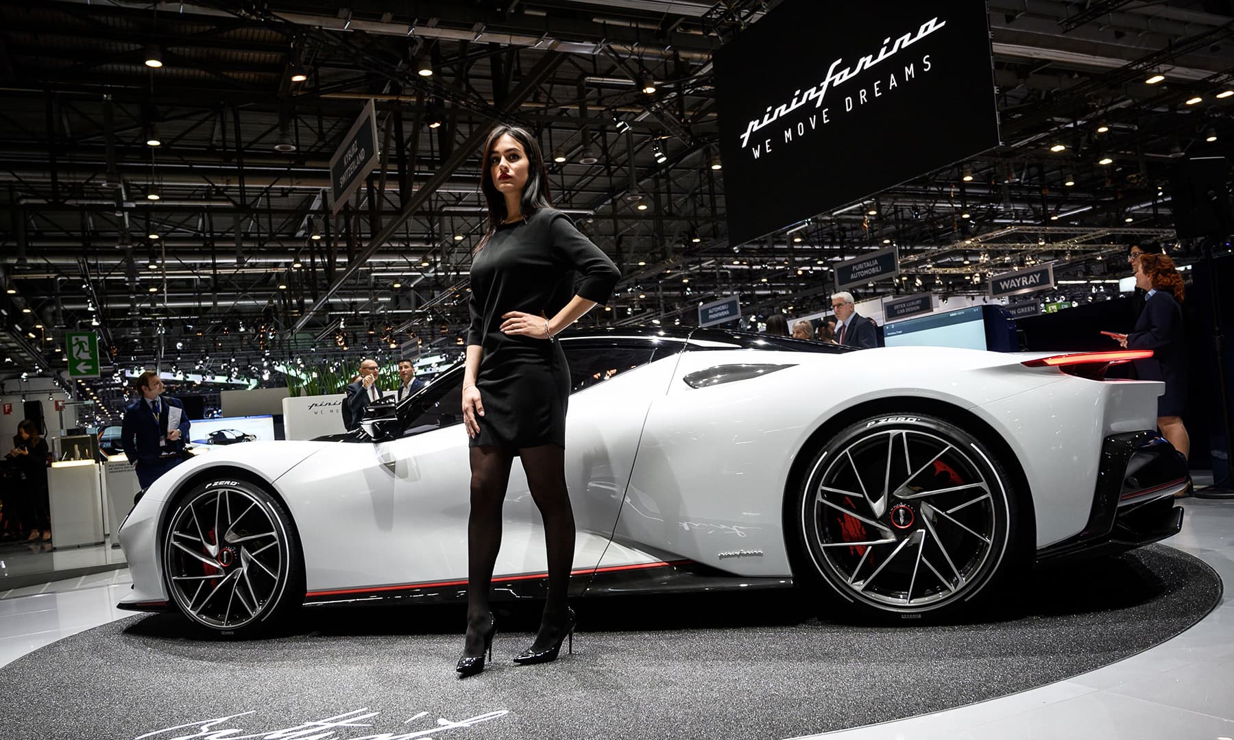 The new Pininfarina Battista model car is seen at the booth of the Italian carmaker on March 5 during a press day ahead of the Geneva International Motor Show. &mdash; AFP