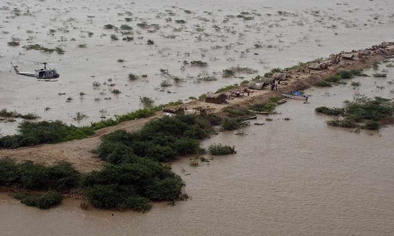 Around 5,000 acres of land is inundated and three fish farms are washed away.— File photo courtesy of Nadeem Khawar Around 5,000 acres of land is inundated and three fish farms are washed away.— File photo courtesy of Nadeem Khawar