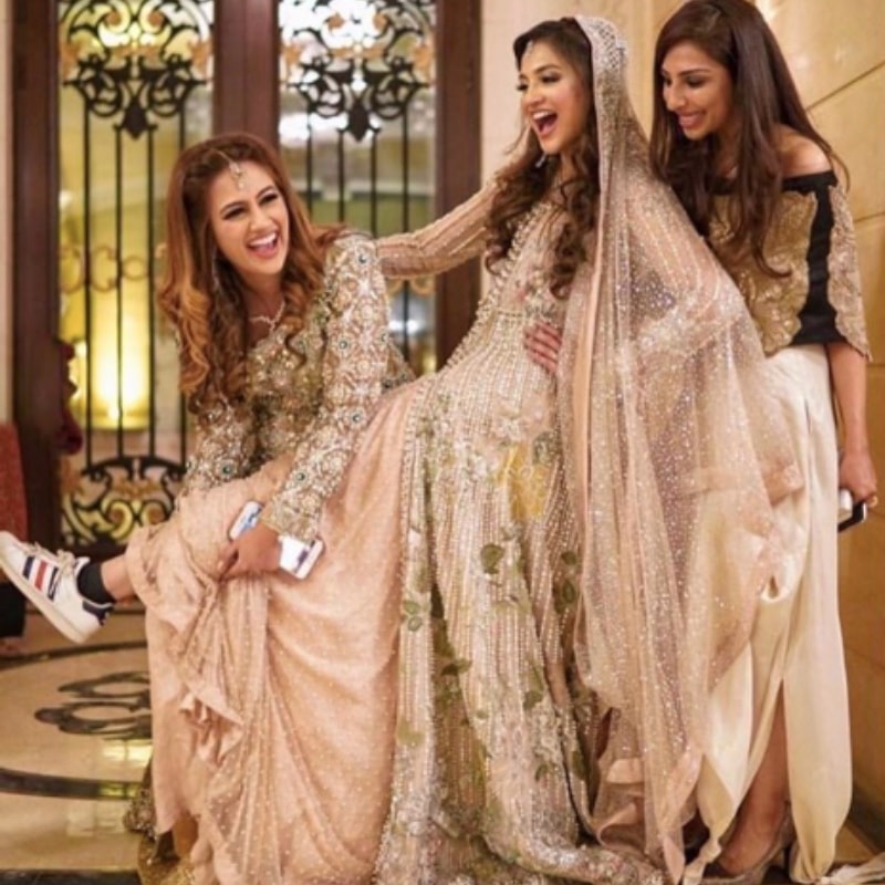 A Sana Safinaz bride paired her lehnga with Adidas sneakers