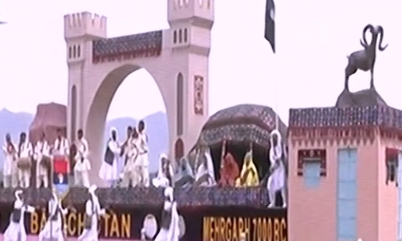 A float representing Balochistan shows the province's culture for the audience. — DawnNewsTV