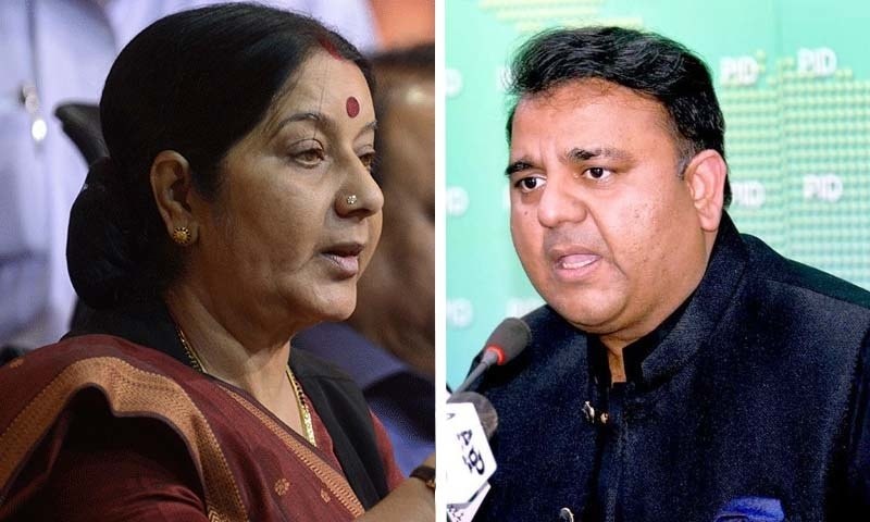 Minister for Information Fawad Chaudhry and India's Minister for External Affairs Sushma Swaraj exchanged words on Twitter on Sunday on the alleged abduction and forced conversion of the Ghotki sisters. — Dawn