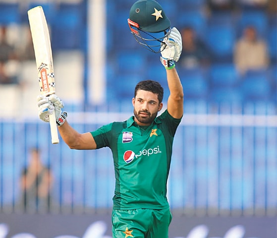 MOHAMMAD Rizwan celebrates his maiden ODI century.—Courtesy PCB