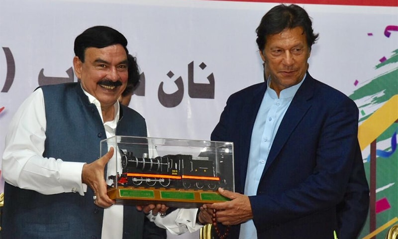 Minister for Railways Sheikh Rashid (L) and Prime Minister Imran Khan at the inauguration of the Lahore-Karachi Jinnah Express in Lahore on March 30. ─ Photo courtesy Sheikh Rashid Twitter Minister for Railways Sheikh Rashid (L) and Prime Minister Imran Khan at the inauguration of the Lahore-Karachi Jinnah Express in Lahore on March 30. ─ Photo courtesy Sheikh Rashid Twitter