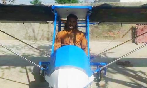 "I became familiar with the parts of an airplane and their functioning and started working on my project some one and a half years ago," says Muhammad Fayyaz. ─ DawnNewsTV