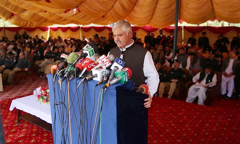 Khyber Pakhtunkhwa Chief Minister Mahmood Khan said that 28,000 personnel will benefit from a merger of the Khasadar and Levies forces with KP Police. ─ Photo courtesy Mehmood Khan Twitter