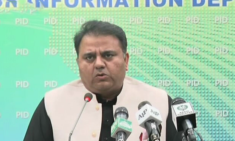 Information Minister Fawad Chaudhry addresses media after federal cabinet meeting. — DawnNewsTV