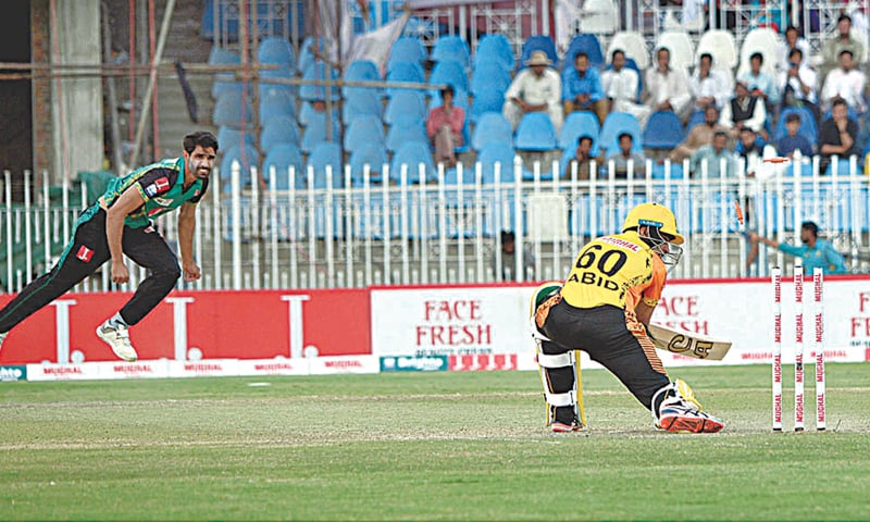 RAWALPINDI: Khyber Pakhtunkhwa opener Abid Ali is clean bowled for 132 during the Pakistan Cup final against Balochistan at Pindi Cricket Stadium.&mdash;APP