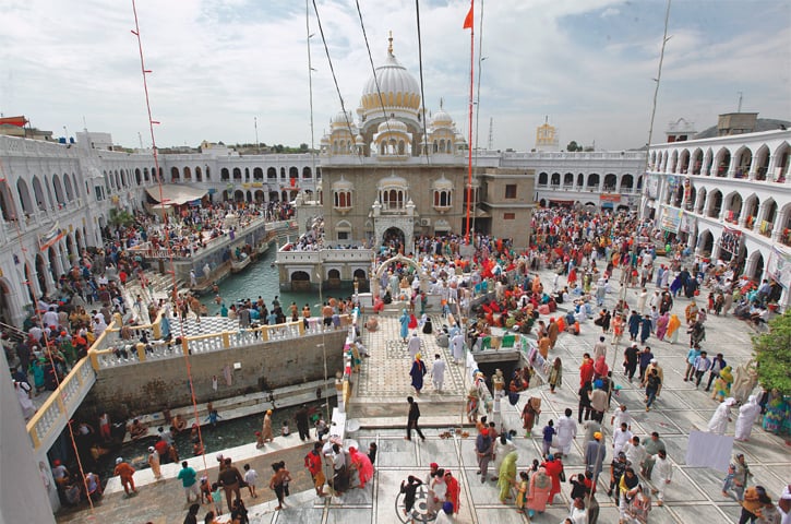 HASSANABDAL: Sikh pilgrims attend the Baisakhi festival at Gurdwara Punja Sahib on Sunday. The three-day rituals ended with the ceremony of Bhog Akhand Paath Sahib. Thousands of Sikh pilgrims from India and other countries attend the festival every year. It is one of the most significant holidays of the Sikh calendar, commemorating the establishment of the Khalsa at Anandpur Sahib in 1699.—AP