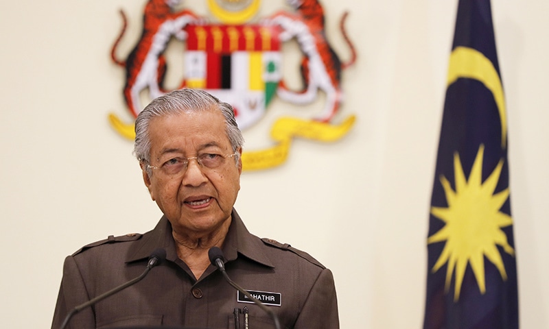 Malaysian Prime Minister Mahathir Mohamad speaks during a press conference in Putrajaya, Malaysia on Monday. — AP