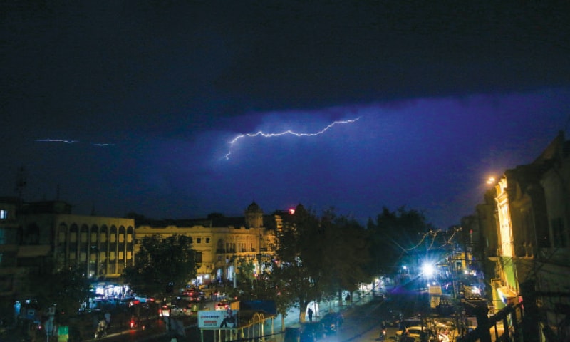 Lightning during storm and rain on Monday night. — White Star