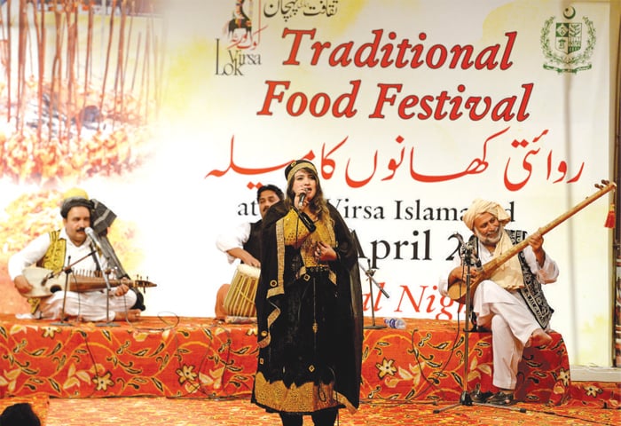 Shabnam Naseem from Khyber Pakhtunkhwa performs at the closing ceremony on Sunday. — White Star