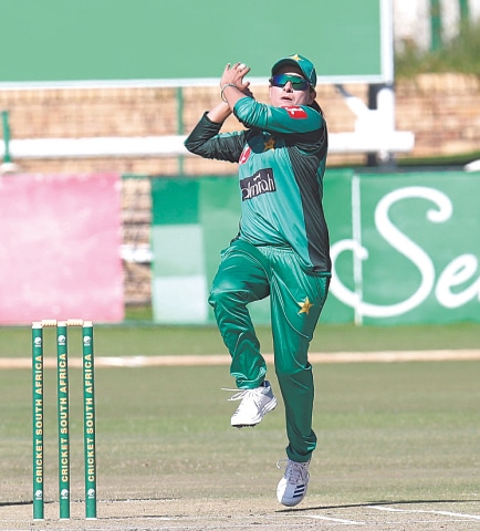 POTCHEFSTROOM: Pakistan all-rounder Sana Mir in action against South Africa during the first ODI of the ICC Women&rsquo;s  Championship series at the Senwes Park on Monday.&mdash;Courtesy PCB