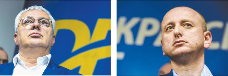 PODGORICA: Montenegro&rsquo;s opposition leaders Andrija Mandic (left) and Milan Knezevic attend a news conference after being convicted by a court on Thursday.&mdash;AFP