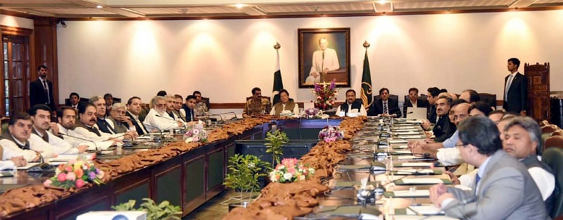 Prime Minister Imran Khan presiding over a meeting on Saturday.&mdash;PPI