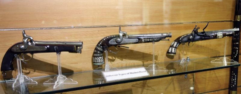 old Musket pistols on display.