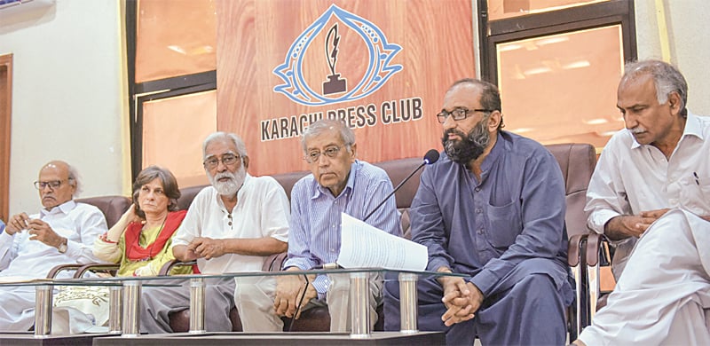 Faisal Edhi speaking at the press conference on Thursday.—White Star