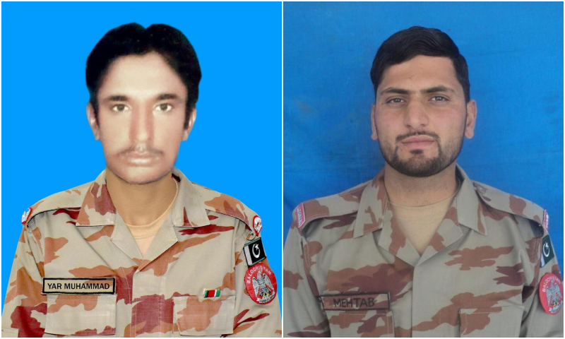 Sepoy Yar Muhammad, 23, of Kuch District in Sibi (left) and Sepoy Mehtab Khan, 19, from Laki Marwat (right). — ISPR