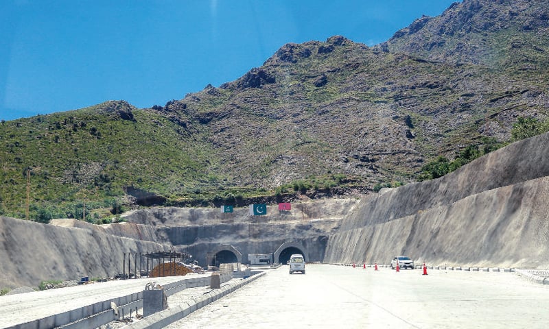 The outside view of a tunnel in Zalmkot area on Swat Expressway. — Photo by Fazal Khaliq