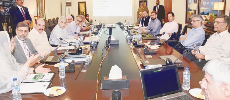 Prime Minister Imran Khan chairs a meeting of the Task Force on Health on Saturday.—PPI